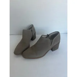 Caslon Faye Taupe Gray Nubuck Block Heel with Zipper Almond Toe Ankle Bootie 7M