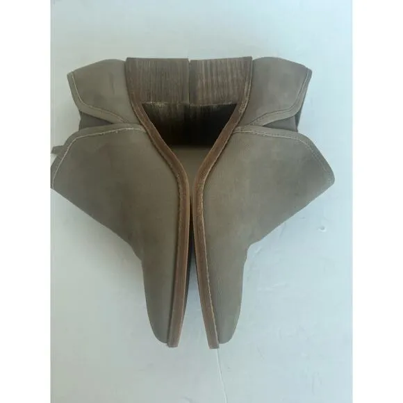 Caslon Faye Taupe Gray Nubuck Block Heel with Zipper Almond Toe Ankle Bootie 7M