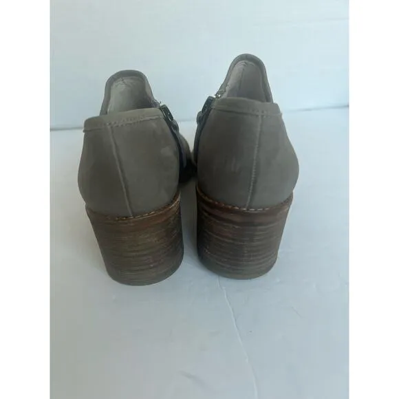Caslon Faye Taupe Gray Nubuck Block Heel with Zipper Almond Toe Ankle Bootie 7M