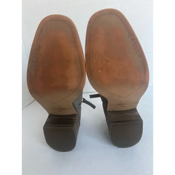 Caslon Faye Taupe Gray Nubuck Block Heel with Zipper Almond Toe Ankle Bootie 7M