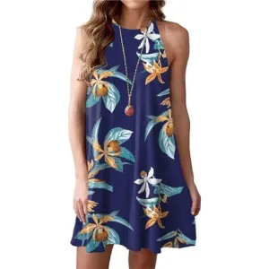 Casual Sleeveless Short Dress T01 Navy Blue