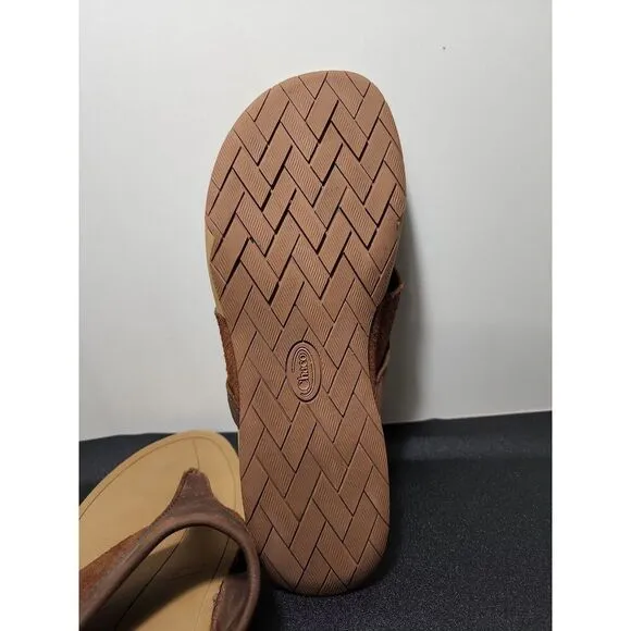 Chaco Hermosa Cognac Leather Sandals Size 8