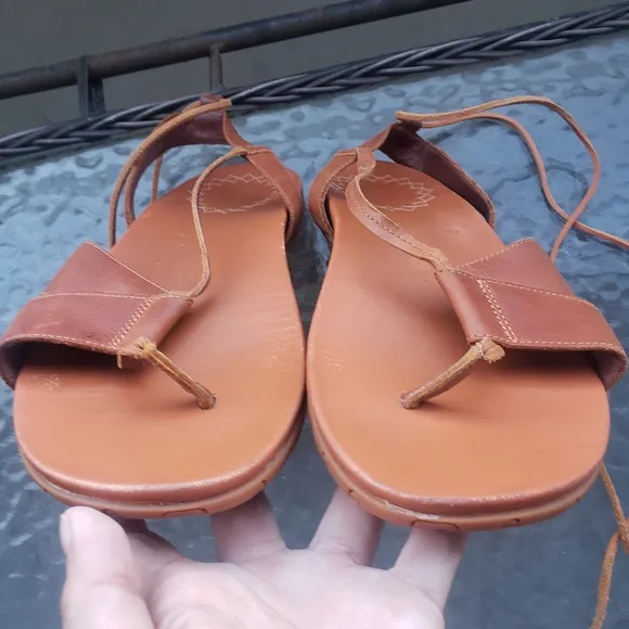 Chaco Leather Lace-up gladiator Sandals sage mapel size 10