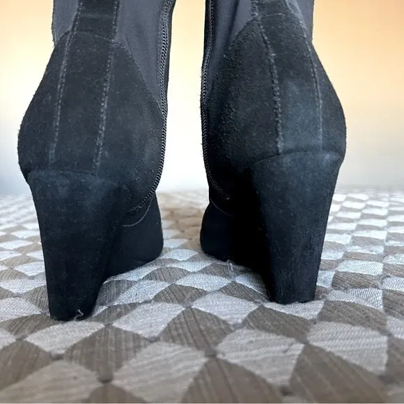 Charles by Charles David Black Suede Wedge Heeled Boots Women’s Size 7