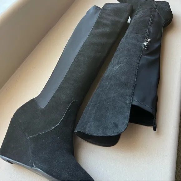 Charles by Charles David Black Suede Wedge Heeled Boots Women’s Size 7