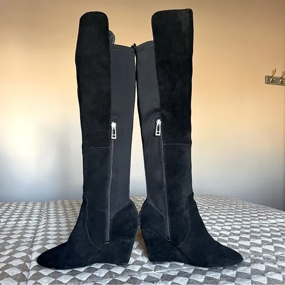 Charles by Charles David Black Suede Wedge Heeled Boots Women’s Size 7