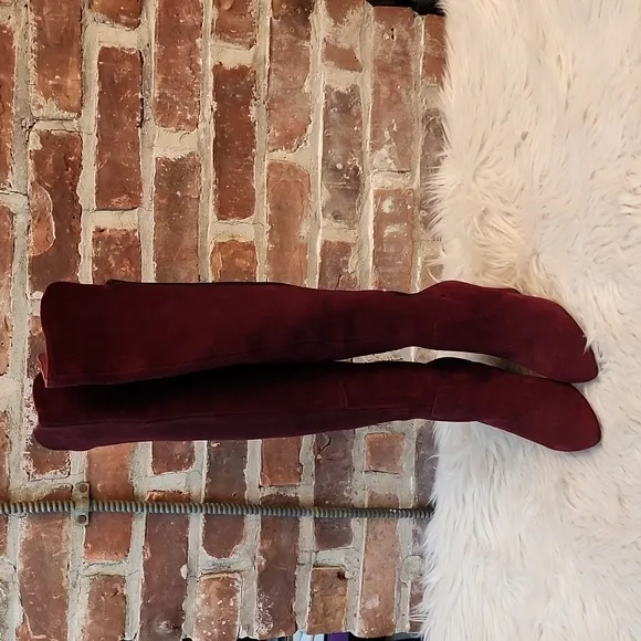 Charles by Charles David Edie Over the Knee Wedge Boots in Merlot, Size 5.5M