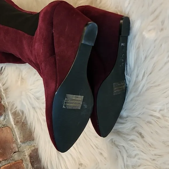 Charles by Charles David Edie Over the Knee Wedge Boots in Merlot, Size 5.5M