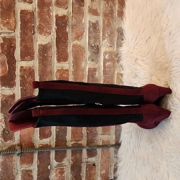 Charles by Charles David Edie Over the Knee Wedge Boots in Merlot, Size 5.5M