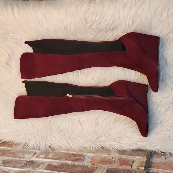 Charles by Charles David Edie Over the Knee Wedge Boots in Merlot, Size 5.5M