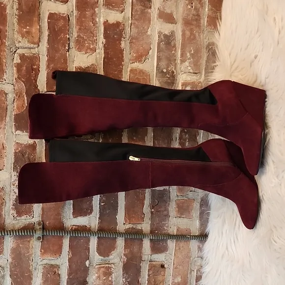 Charles by Charles David Edie Over the Knee Wedge Boots in Merlot, Size 5.5M