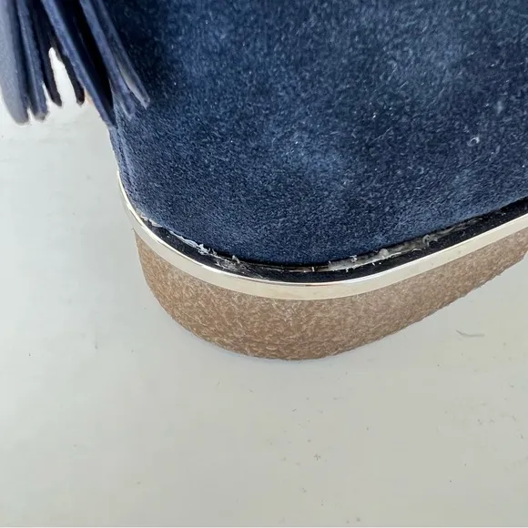 CHARLES DAVID Italy Navy Raden Suede Hanging Tassel Bootie Ankle Boots Sz 9 NWOB