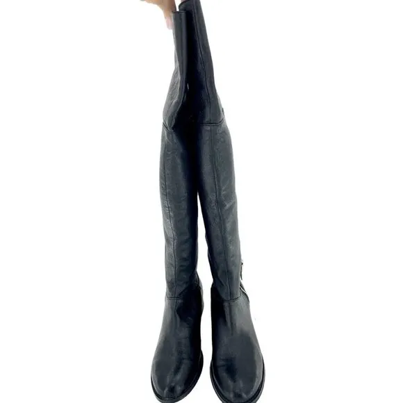 Chinese Laundry Boots Fawn Black Leather Over the Knee Stretch Zip SZ 7 New