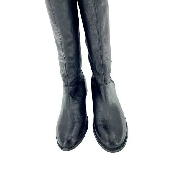 Chinese Laundry Boots Fawn Black Leather Over the Knee Stretch Zip SZ 7 New