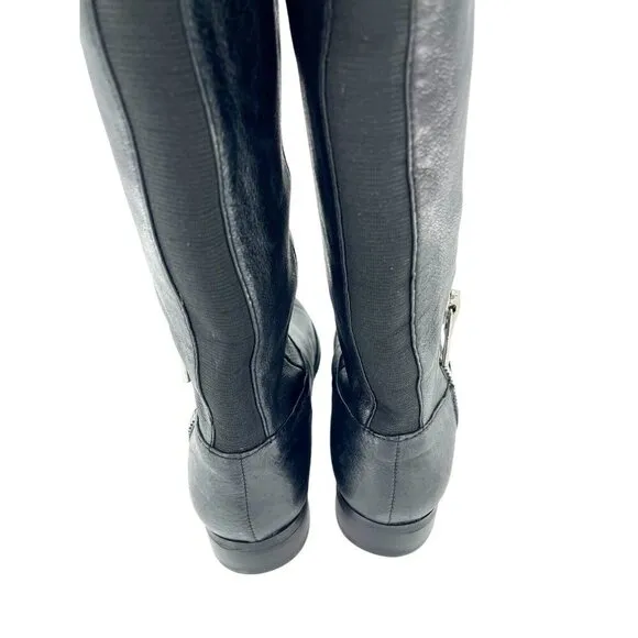 Chinese Laundry Boots Fawn Black Leather Over the Knee Stretch Zip SZ 7 New