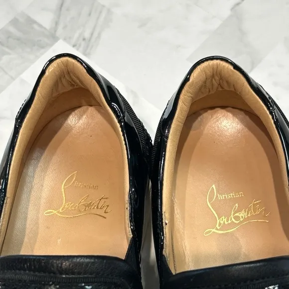 Christian Louboutin Black Sequin Loafers, 37 (7)