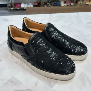 Christian Louboutin Black Sequin Loafers, 37 (7)