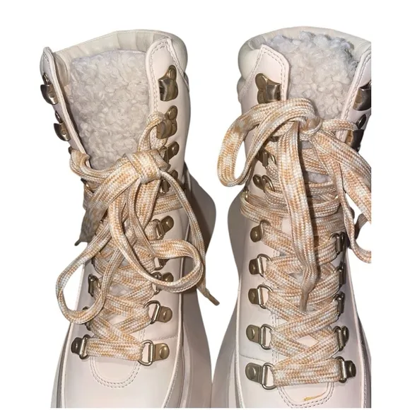 Circus By Sam Edelman Combat Boots Woman 6 Leather Moto Boho Grunge Platform Fur
