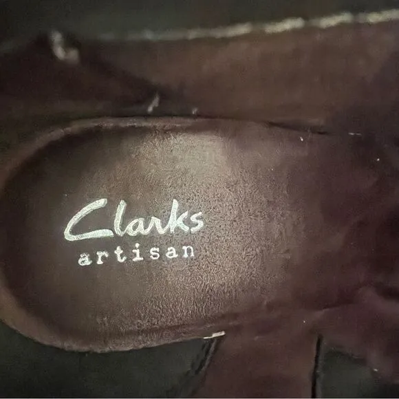 Clarks Artisan Palma Rena Side Zip Brown Western Heeled Ankle Boot Bootie SZ 8.5