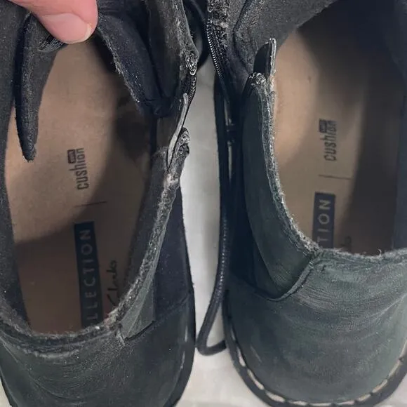 Clarks Collection Women's Sz 9 Tamitha Key Black Suede Lace-up Chukka Ankle Boot