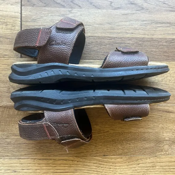 Clarks Men's Hapsford Creek Sandals Brown Tumbled Leather Sz 10.5 Outdoor Beach
