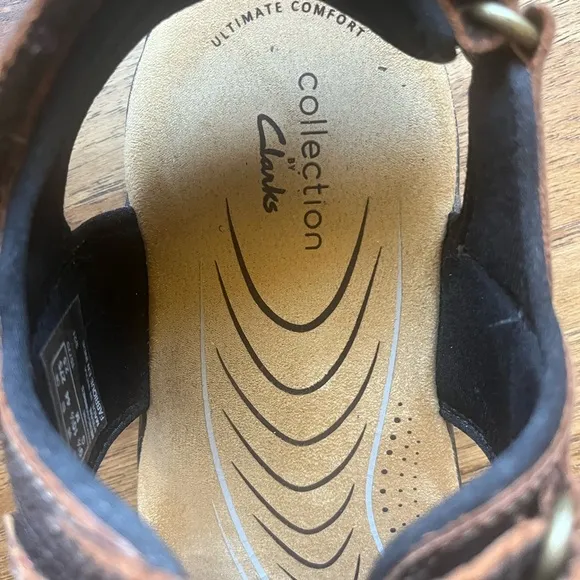 Clarks Men's Hapsford Creek Sandals Brown Tumbled Leather Sz 10.5 Outdoor Beach