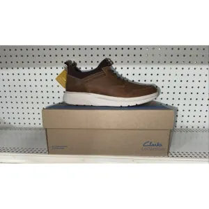 Clarks Motion Trek EZ Mens Leather Casual Slip On Sneakers Shoes Size 9 Brown