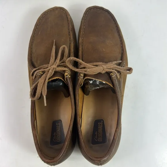Clarks Shacre II Run Shoes Brown Leather  Mens Moccasin