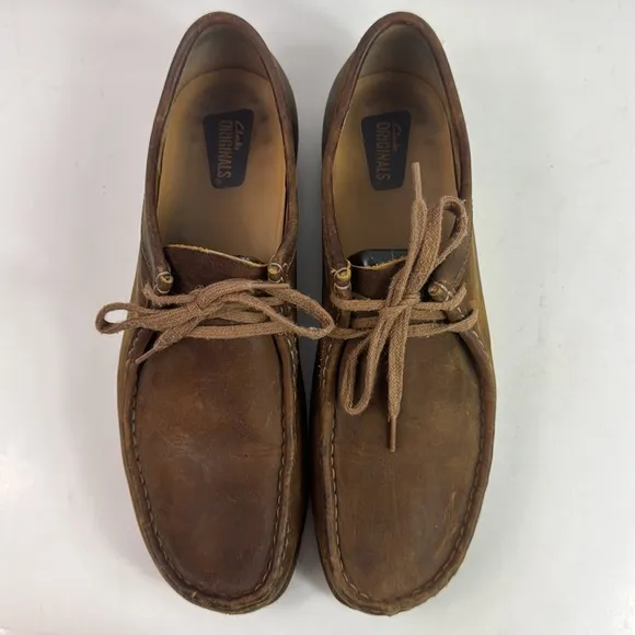 Clarks Shacre II Run Shoes Brown Leather  Mens Moccasin