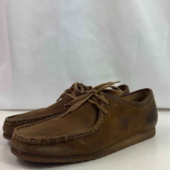 Clarks Shacre II Run Shoes Brown Leather  Mens Moccasin