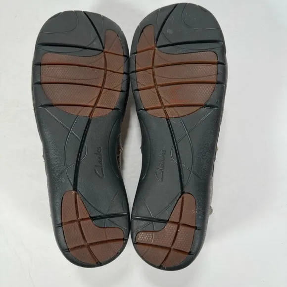 Clarks Un Loop Stride Pebble Metallic Leather Slip On Shoes Women's Size 9M