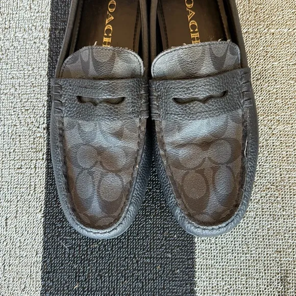 Coach Black Leather Loafers Dress Shoes Size 8.5 Men’s