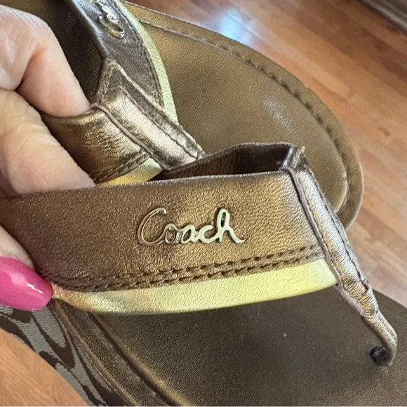 Coach Brown Sandals Thong Style Leather