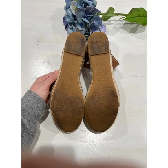 Coach Espadrille Platform Sandals Leather Criss Cross Ankle Strap 7.5
