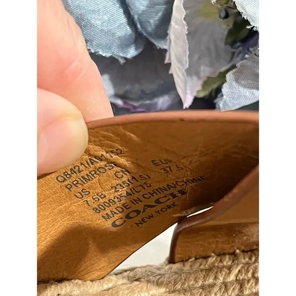 Coach Espadrille Platform Sandals Leather Criss Cross Ankle Strap 7.5
