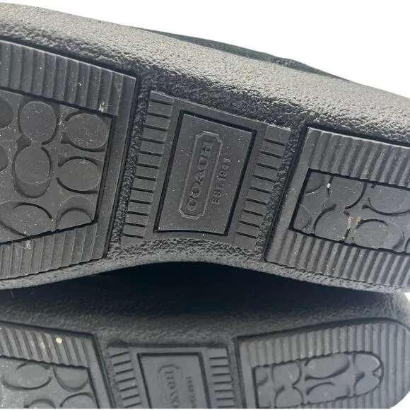 Coach Tulip Buckle Signature Logo Embossed Suede Winter Boots Black Size 6M