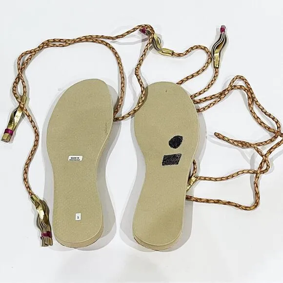 Cocobelle L*Space 40 9 Gili Ankle Wrap Braid Sandals Sand Gladiator