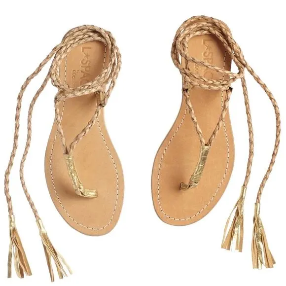 Cocobelle L*Space 40 9 Gili Ankle Wrap Braid Sandals Sand Gladiator