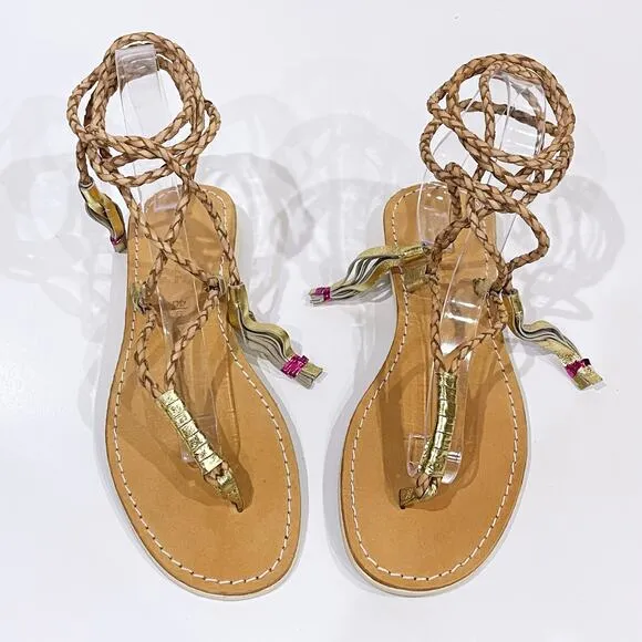 Cocobelle L*Space 40 9 Gili Ankle Wrap Braid Sandals Sand Gladiator