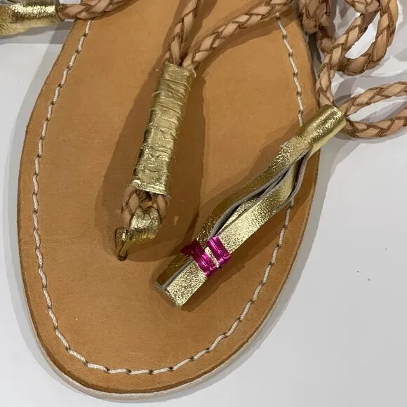 Cocobelle L*Space 40 9 Gili Ankle Wrap Braid Sandals Sand Gladiator
