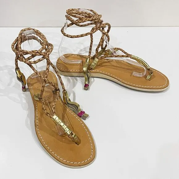 Cocobelle L*Space 40 9 Gili Ankle Wrap Braid Sandals Sand Gladiator