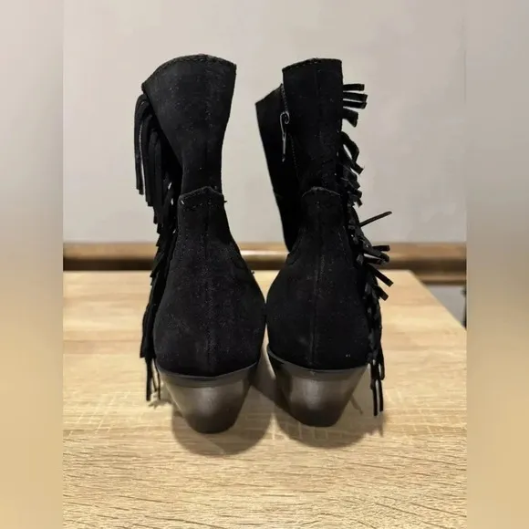 Coconuts by Matisse for Free People Black Jane Suede Fringe Ankle Boots 8.5