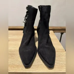Coconuts by Matisse for Free People Black Jane Suede Fringe Ankle Boots 8.5