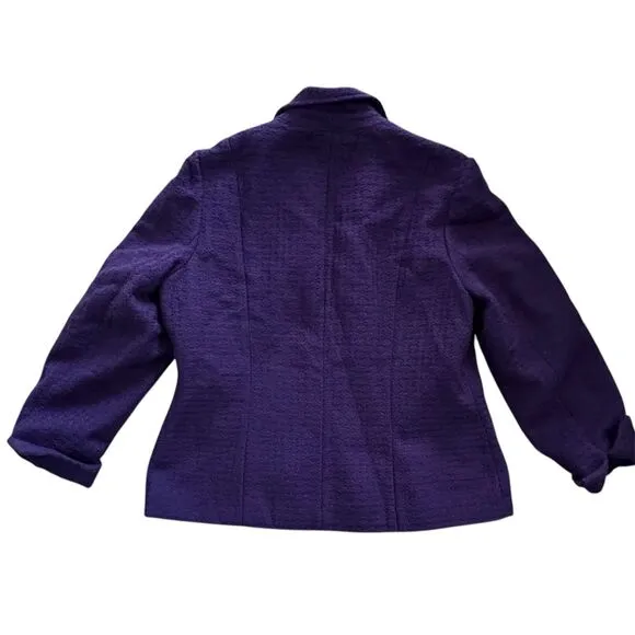 Coldwater Creek Women's Deep Purple, Front Zip Pockets, Fold Cuffs, Lined, Blaze