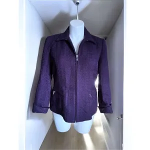 Coldwater Creek Women's Deep Purple, Front Zip Pockets, Fold Cuffs, Lined, Blaze