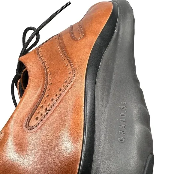 COLE HAAN 3.Zerogrand Wingtip Oxford Leather British Tan Men's Shoes Size 12M