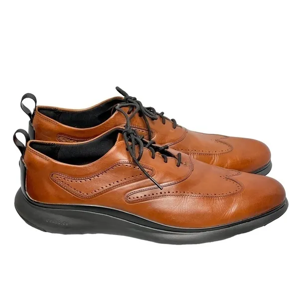 COLE HAAN 3.Zerogrand Wingtip Oxford Leather British Tan Men's Shoes Size 12M