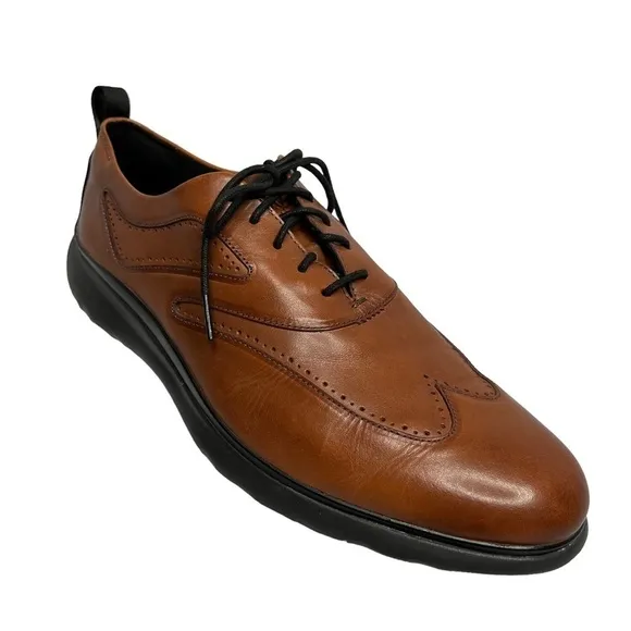 COLE HAAN 3.Zerogrand Wingtip Oxford Leather British Tan Men's Shoes Size 12M