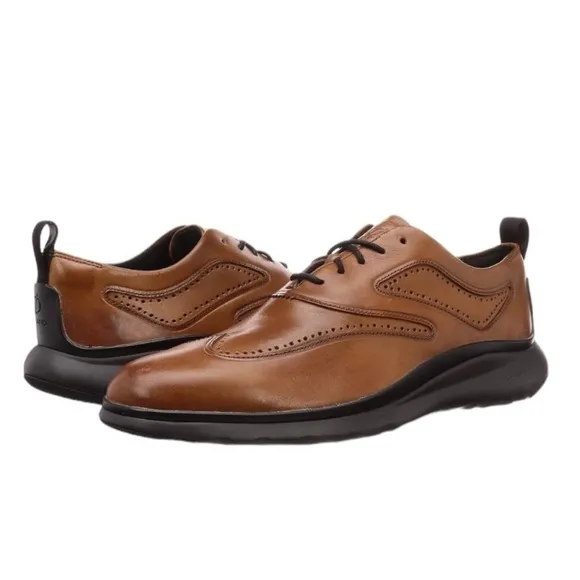 COLE HAAN 3.Zerogrand Wingtip Oxford Leather British Tan Men's Shoes Size 12M