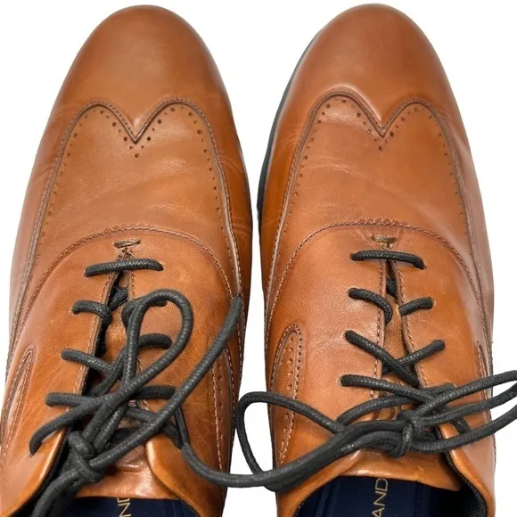 COLE HAAN 3.Zerogrand Wingtip Oxford Leather British Tan Men's Shoes Size 12M